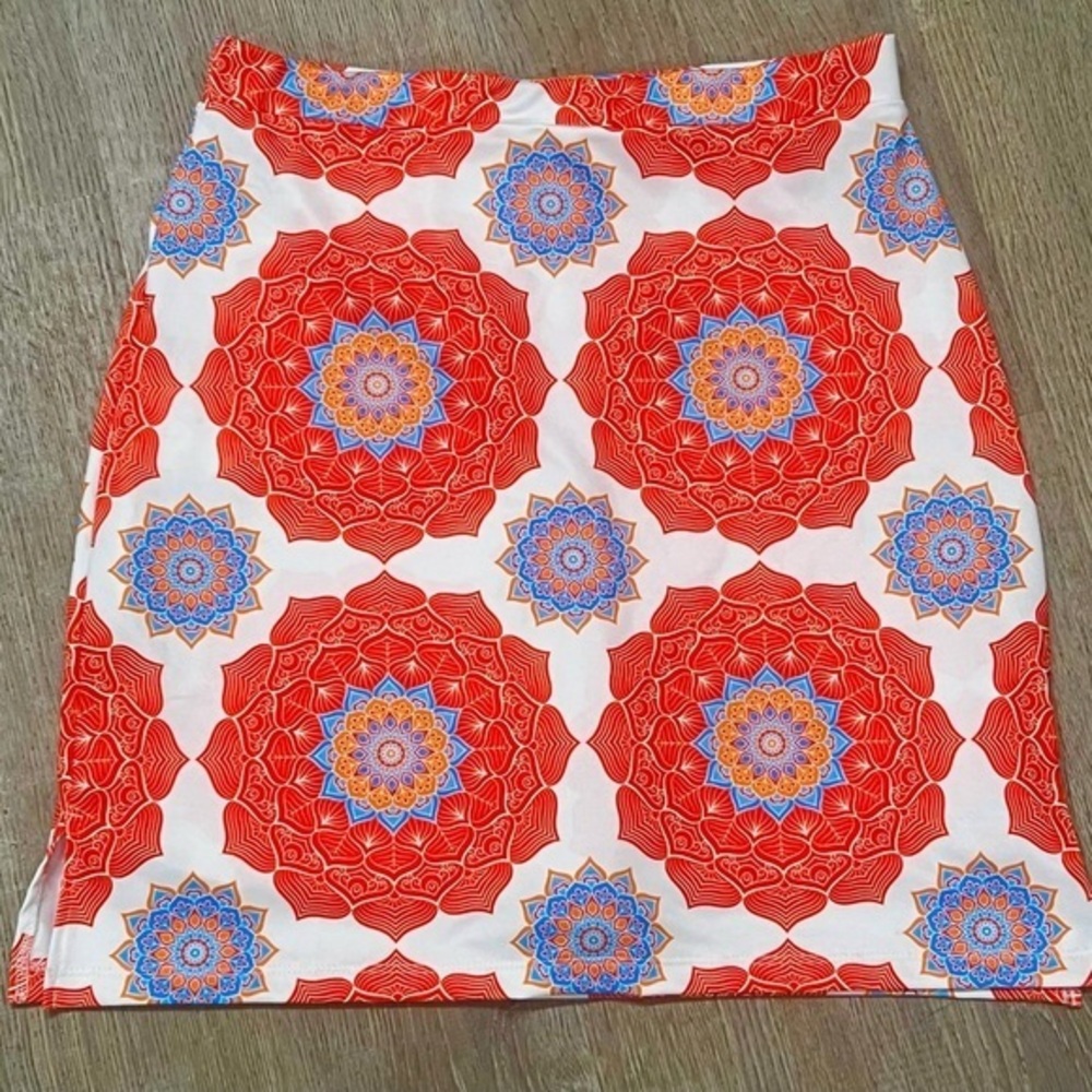 orange and Blue Patterned ever-dry performance skirt